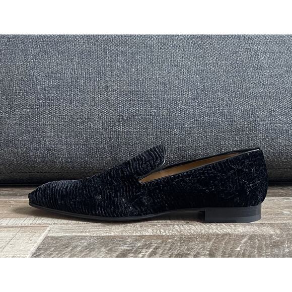 $795 NIB Paul Stuart Black Crushed Velvet Loafers Slip On Dress Shoes US 10.5 D